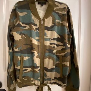 Jcrew camo sweater bomber jacket sz small